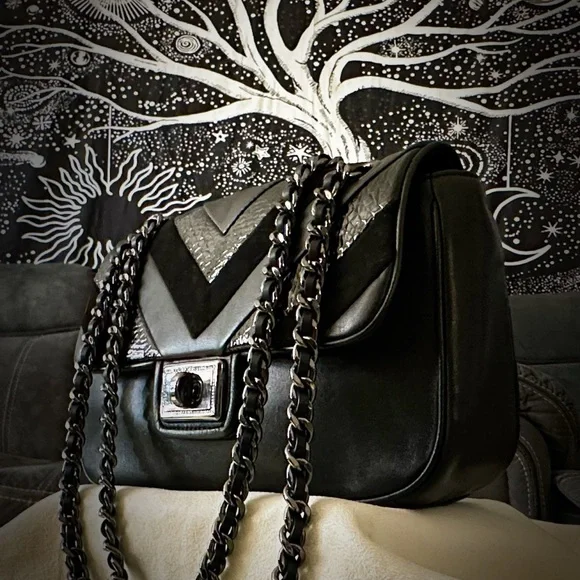 Y2K Karl Lagerfeld Black Chevron Chain Shoulder Bag ❌60% OFF SALE❌ make offer - Picture 10 of 13